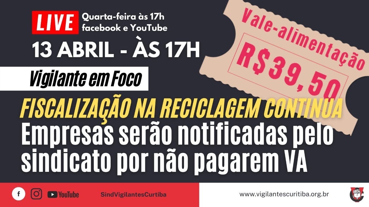 Fiscalização nas reciclagens verifica que vigilantes continuam sem receber vale-alimentação